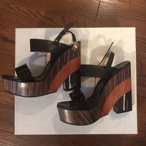 Jimmy Choo Wood Platform Leather Sandals